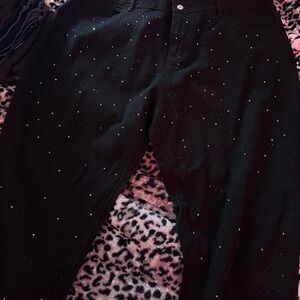 SHEIN Black Flare Jeans with White Accents